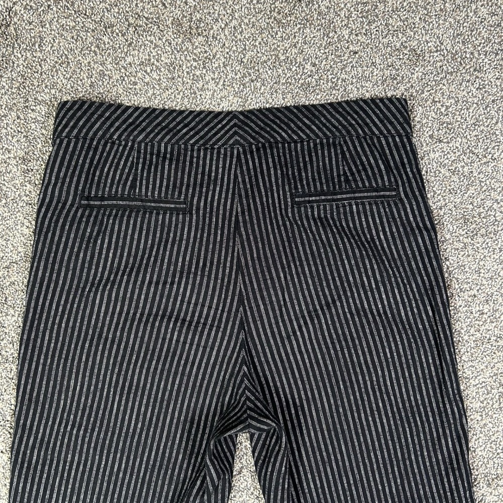 Sundance Black White Striped Linen Blend Side Button Pants Womens 8 Casual Work - Picture 4 of 11